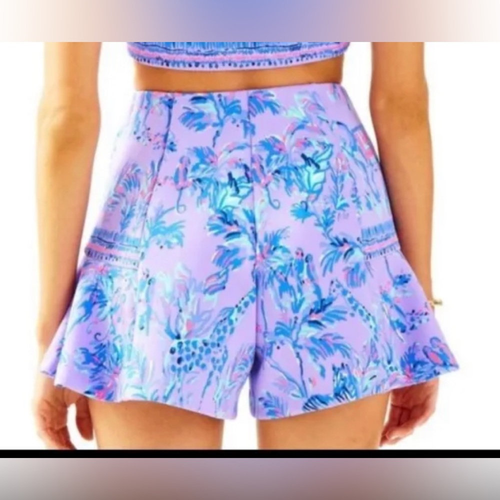 Lilly Shorts - SIZE SMALL - Lilac Verbena Fruity Monkey Print